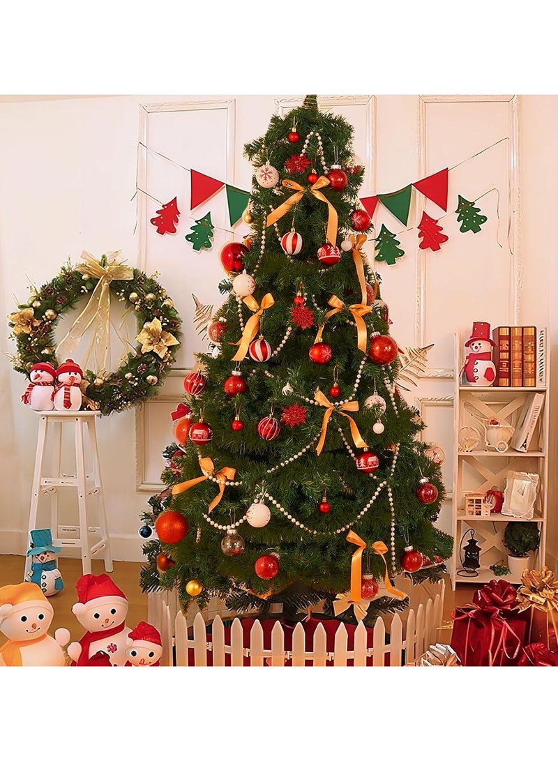 AUTOYSUR 44 قطعة كرات شجرة زينة، زينة معلقة للأعياد للاحتفالات المنزلية وحفلات الزفاف (أحمر/أبيض) - Image 4