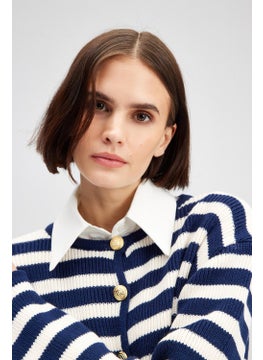 Touche Gold Buttoned Striped Cardigan  - Image 5