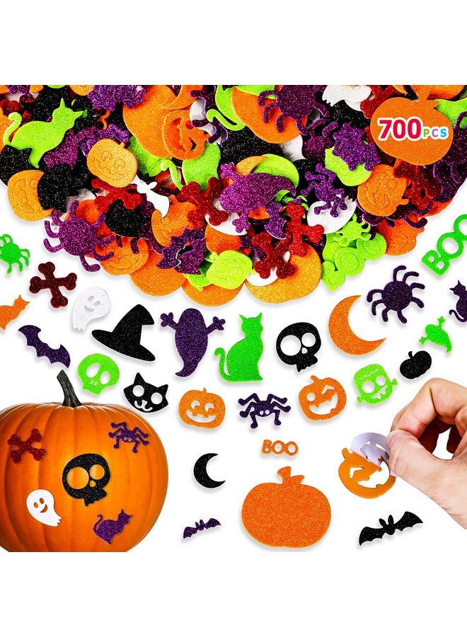 ماكس فن ملصقات إسفنجية لامعة من ماكس فن، 700 قطعة، ملصقات إسفنجية لامعة لعيد الهالوين، ملصقات يدوية الصنع للأطفال، زينة الهالوين، لوازم الحفلات (هالوين) - Image 1