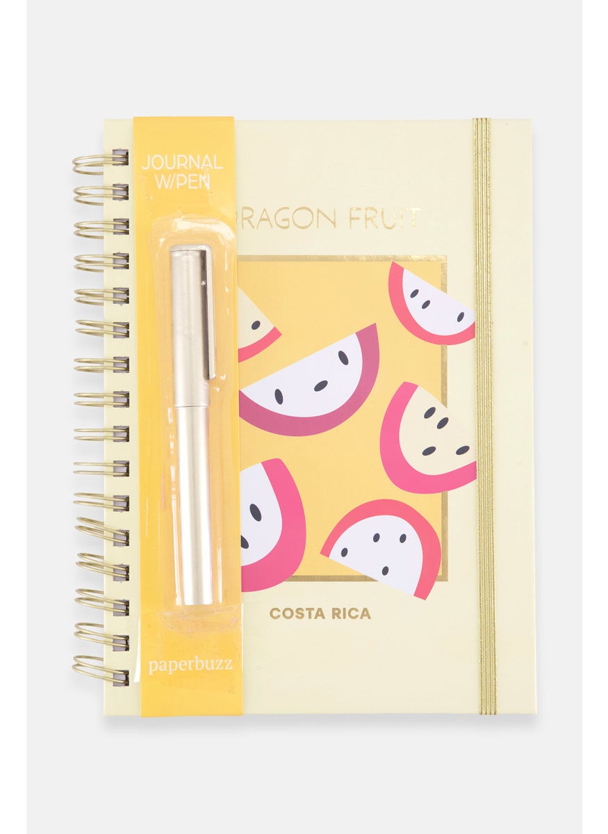 Paperbuzz Dragon Fruit Notebook With Pen, Yellow Combo  - Image 1