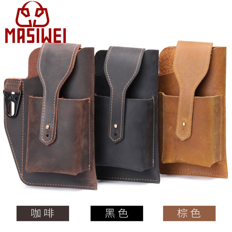 Mobile Phone Bag Men'S Leather Waist Bag Multi-Functional Large Capacity Men'S Work Site Cowhide Waist Bag - Image 4
