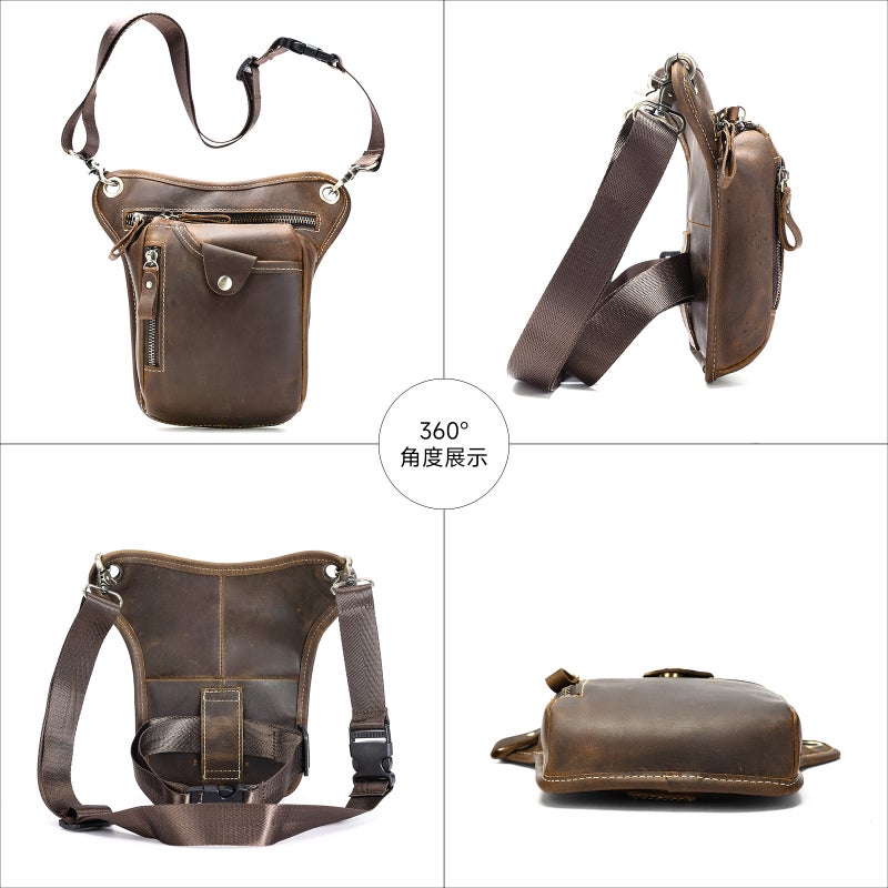 Mobile Phone Bag Men'S Leather Waist Bag Multi-Functional Large Capacity Men'S Work Site Cowhide Waist Bag - Image 5
