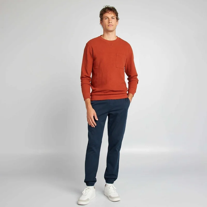 Kiabi Straight-Cut Honeycomb Knit Jumper Brown