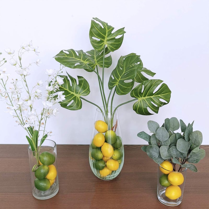 Winlyn 28 Pcs Fake Lemon Artificial Fruits Vivid Green and Yellow Lemon Mixed Set Lifelike Simulation Fruit for Home House Kitchen Party Decoration - Image 5