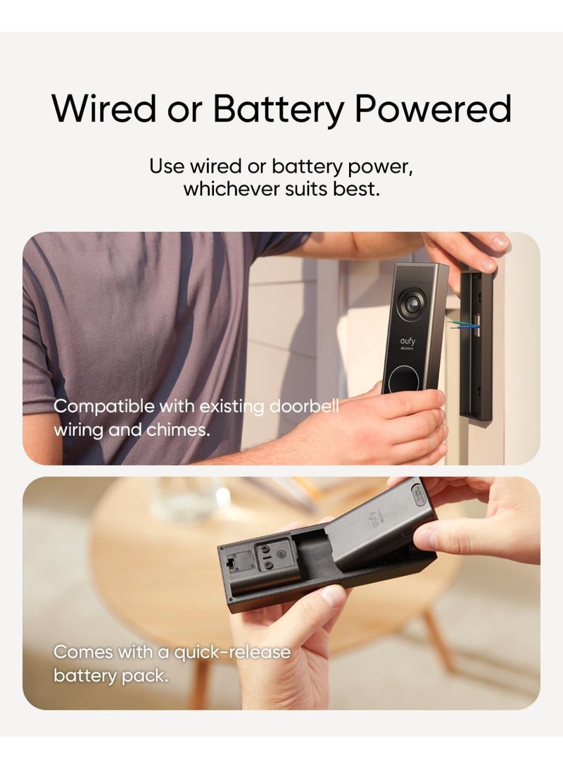 إيوفي جرس باب ذكي Eufy Security E340 – جرس مزدوج مع كاميرا، كشف الطرود، رؤية ليلية بدقة 2K، يعمل بالكابل أو البطارية، متوافق مع HomeBase S380 - Image 3