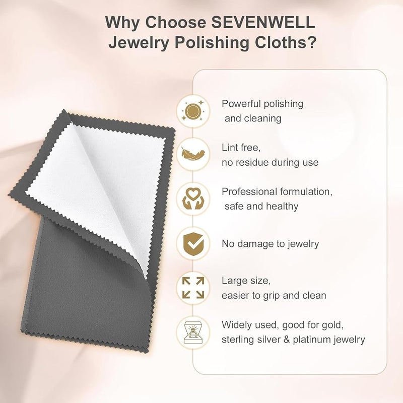 Tazweeq مناديل تلميع وتنظيف المجوهرات من Tazweeq، تصميم ذو وجهين، مناسبة لتنظيف الفضة والعملات والساعات، تحافظ على بريق المجوهرات، أداة عملية لعناية المجوهرات، أبعاد 25×16 سم - Image 2