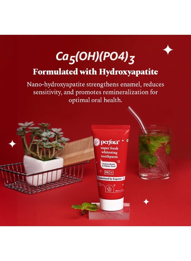 بيرفورا معجون أسنان بيرفورا سوبر فريش - 100 غرام، مع بلورات منعشة | يساعد على منع رائحة الفم الكريهة | معجون أسنان خالٍ من كبريتات لوريل الصوديوم (SLS) للبالغين | معجون أسنان آمن لتبييض الأسنان وحماية المينا | مُصمم بتركيبة ImerCare Perl White - Image 4