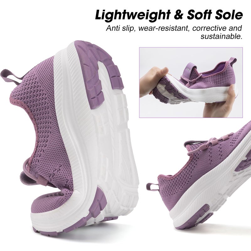 Zove Wide Toe Box Shoes Women Extra Wide Width Sneakers Ultra Light Road Running Shoes Non-Slip Tennis Sneakers Breathable Walking Athletic 8803 Purple 39 - Image 5