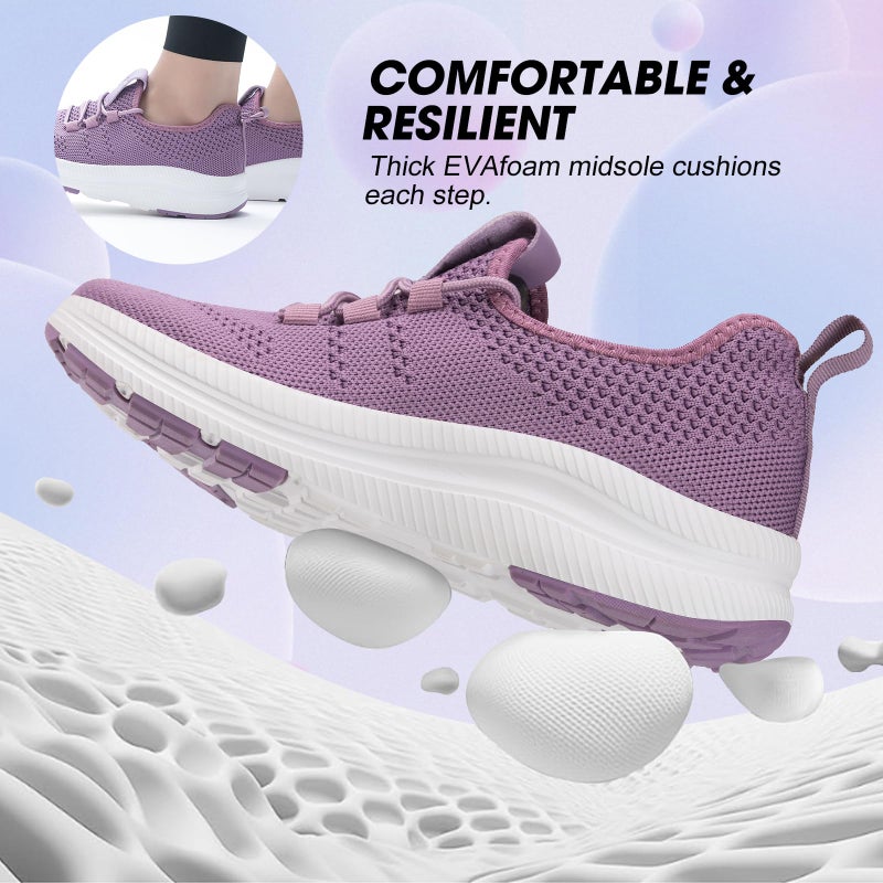 Zove Wide Toe Box Shoes Women Extra Wide Width Sneakers Ultra Light Road Running Shoes Non-Slip Tennis Sneakers Breathable Walking Athletic 8803 Purple 39 - Image 3