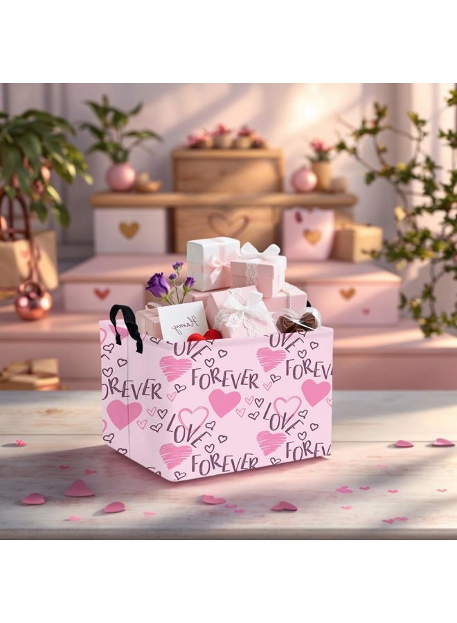NIETEIN Cute Heart Valentine's Day Basket Gifts Empty Storage Basket for Kid and Baby Room Decor (Love for Ever Pink Heart) - Image 4