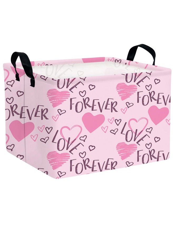 NIETEIN Cute Heart Valentine's Day Basket Gifts Empty Storage Basket for Kid and Baby Room Decor (Love for Ever Pink Heart) - Image 1