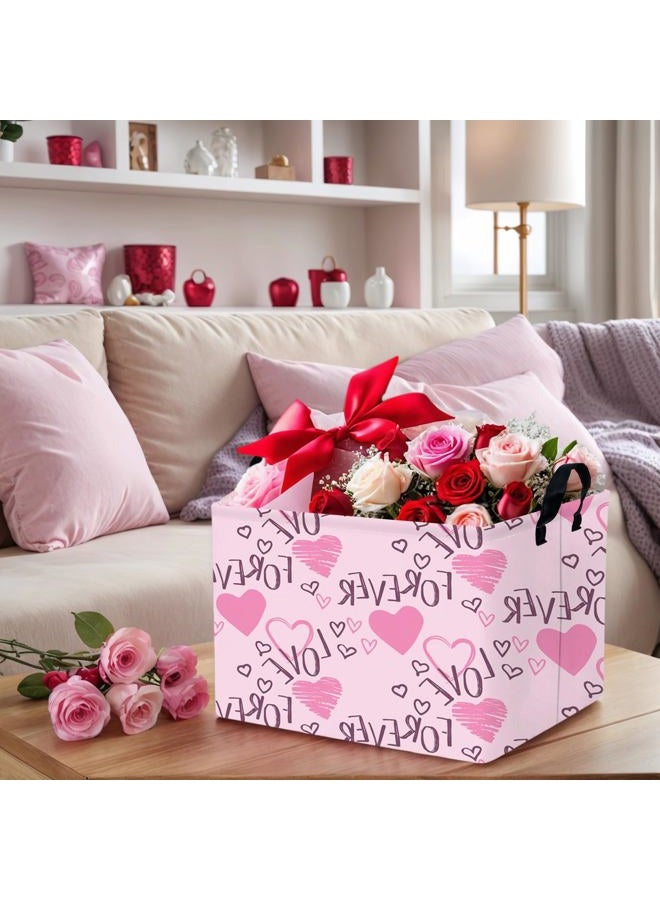 NIETEIN Cute Heart Valentine's Day Basket Gifts Empty Storage Basket for Kid and Baby Room Decor (Love for Ever Pink Heart) - Image 2