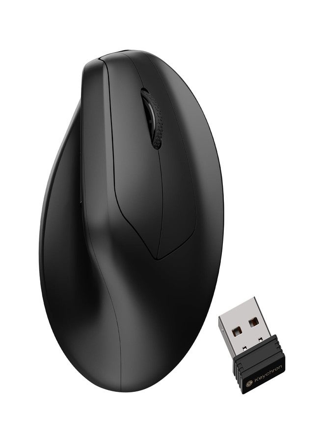 كيشرون ماوس Keychron M5 8K عمودي مريح لاسلكي، بتردد 2.4 جيجاهرتز/بلوتوث 5.3/قابل للشحن، بخمسة مستويات تصل إلى 30 ألف نقطة في البوصة مع أزرار قابلة للبرمجة لأجهزة الكمبيوتر المحمولة التي تعمل بنظامي macOS/Windows - أسود - Image 1