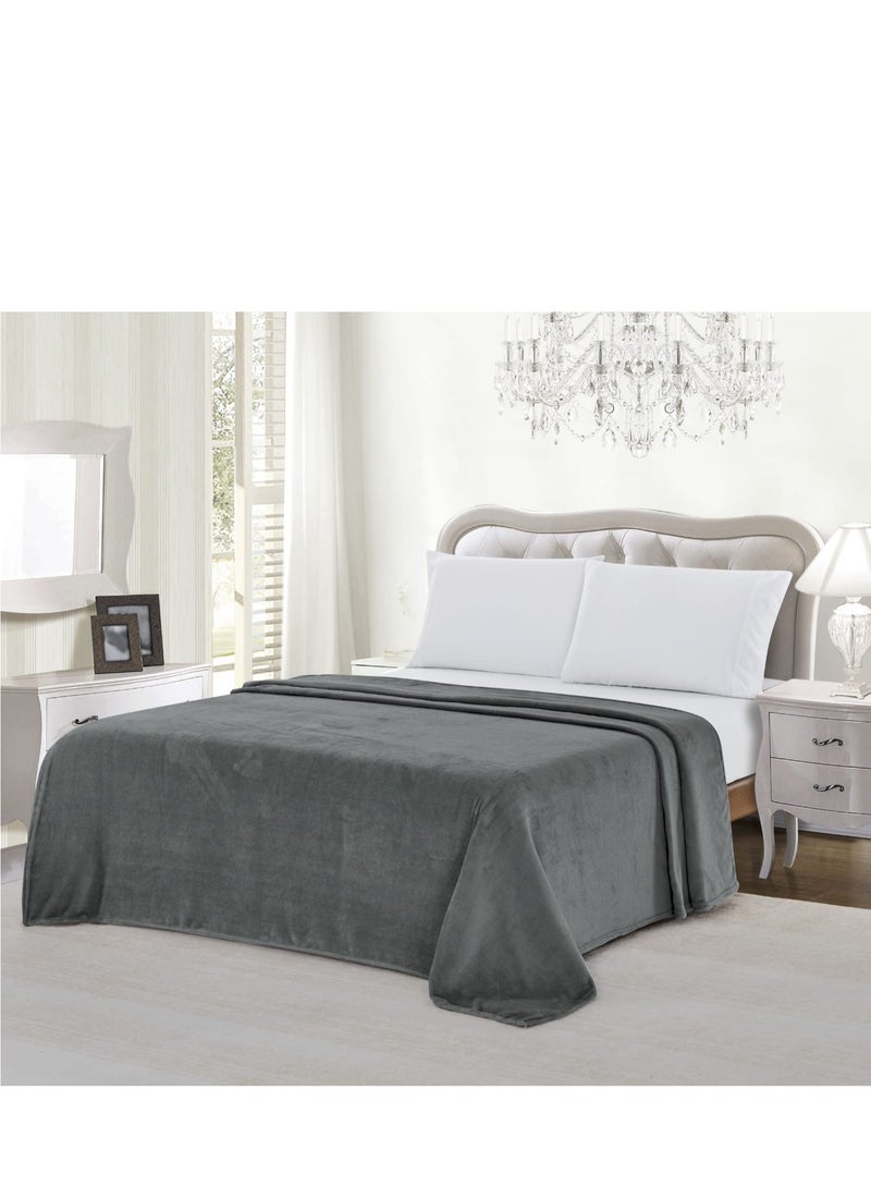 Soft & Lightweight Flannel Sofa Blanket with Microfiber – 210x160 cm – Grey – Single Size  - Image 1