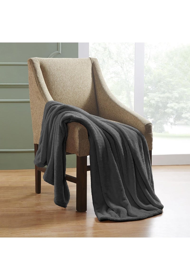 Soft & Lightweight Flannel Sofa Blanket with Microfiber – 210x160 cm – Grey – Single Size  - Image 2
