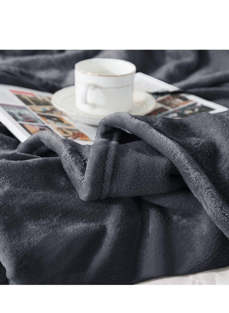 Soft & Lightweight Flannel Sofa Blanket with Microfiber – 210x160 cm – Grey – Single Size  - Image 3