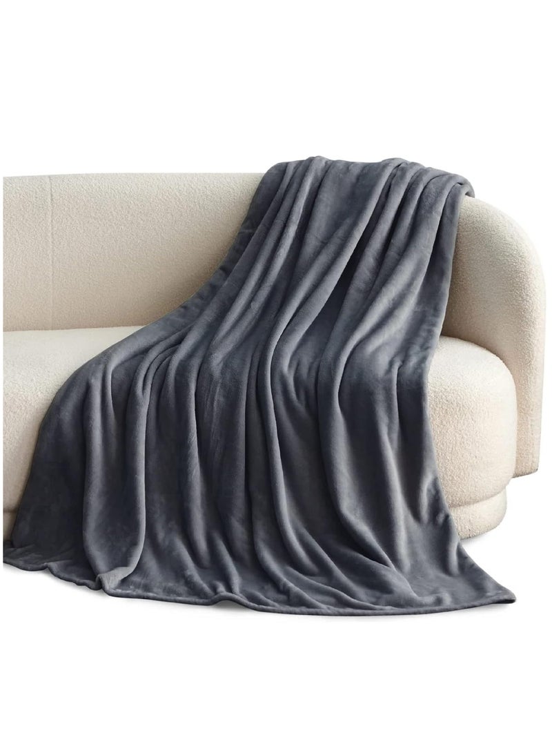Soft & Lightweight Flannel Sofa Blanket with Microfiber – 210x160 cm – Grey – Single Size  - Image 4