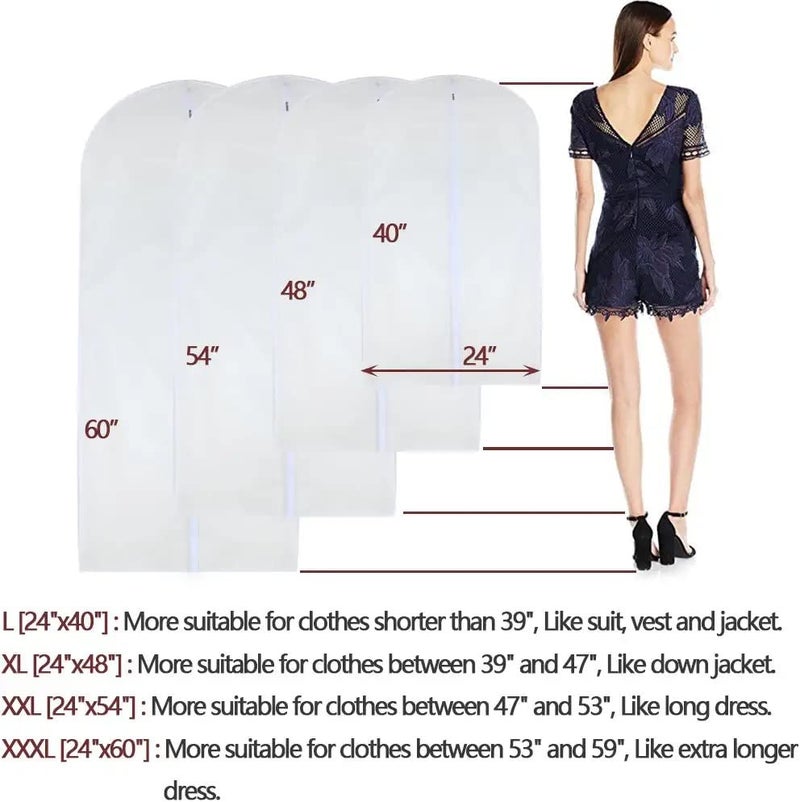 HomeClean Garment Bags for Hanging Clothes Breathable Suit Bag (Set of 12) Covers with Zip PEVA Clothes Cover Bags Coat Waterproof Dress Cover Bags for Wardrobe Storage and Travel for Suits, Gowns-24'' x 40'' - Image 2