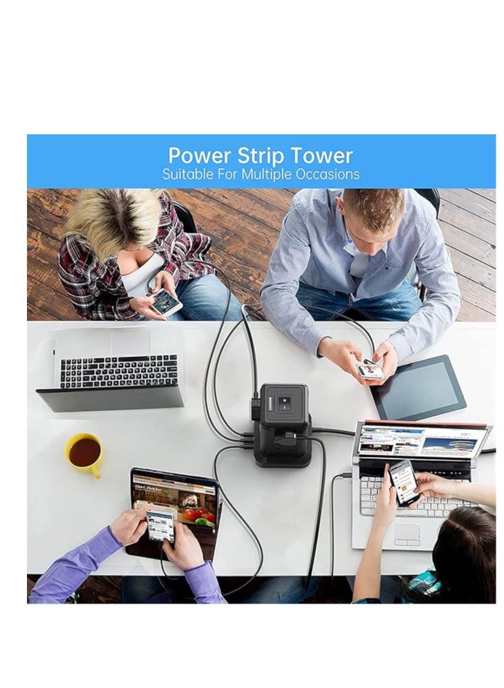 Broadonyx 3M Tower Extension Cord | 12 AC Outlets + 4 USB | Surge-Protected Vertical Power Strip | Space-Saving Charging Station for Home & Office - Image 5