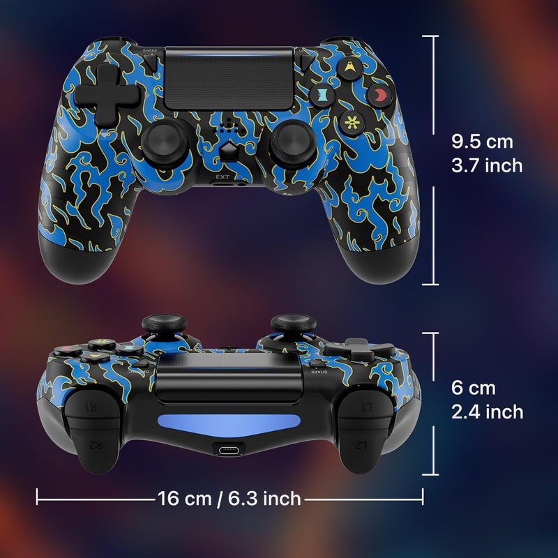 ISHAKO Controller for PS4, Wireless Controller for PlayStation 4/Slim/Pro, 800mAh Battery with Double Vibration, 6-axis Motion Sensor, Speaker, 3.5mm Audio Jack, TouchPad - Red&Blue - Image 2
