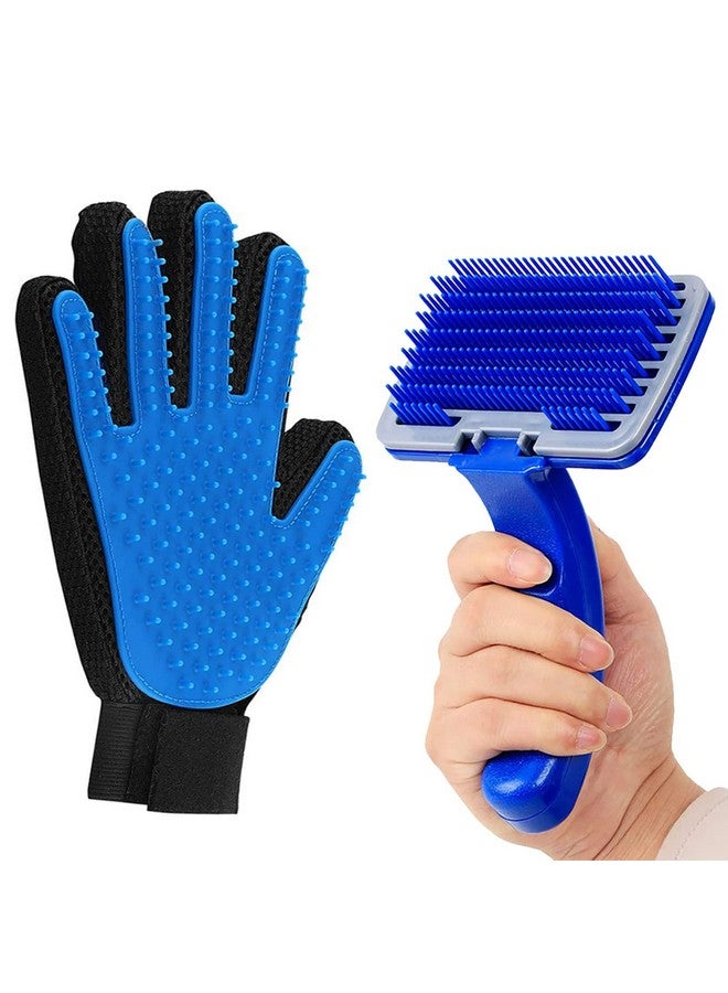 إيميلي بيتس مجموعة من 2 قفاز تنظيف الحيوانات الأليفة Slicker Brush للكلاب والقطط التي تتساقط شعرها من سلالات صغيرة ومتوسطة وكبيرة، قفاز تدليك بخمسة أصابع للكلاب والقطط (عبوة من قطعتين - متعدد الألوان) - Image 1