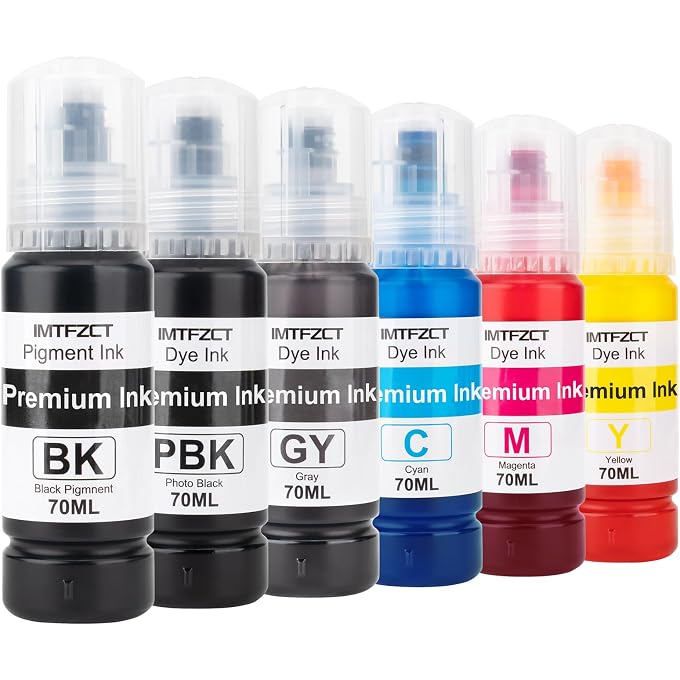 imtfzct Compatible 552 Ink Refill Bottles for Photo ET 8550 ET8550 Photo ET 8500 ET8500 8550 8500 Printers (BK PB C M Y GY)