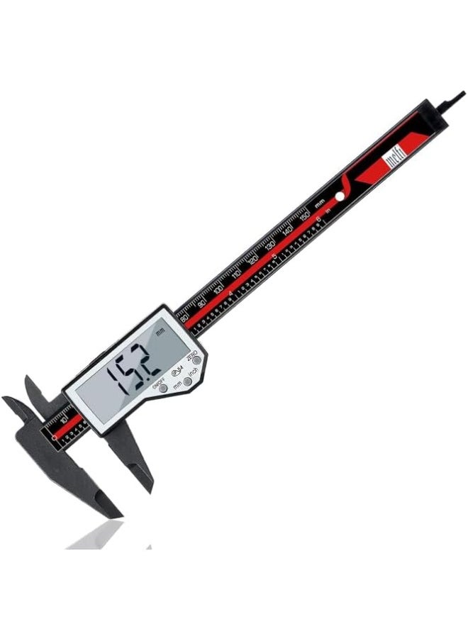 melfi Melfi Electronic Digital Nylon Vernier Caliper - 0-6 Inch/150mm, Inch/Metric Conversion, Extra Large LCD Screen, Auto Off – Precise Measuring Tool in Red/Black  - Image 1
