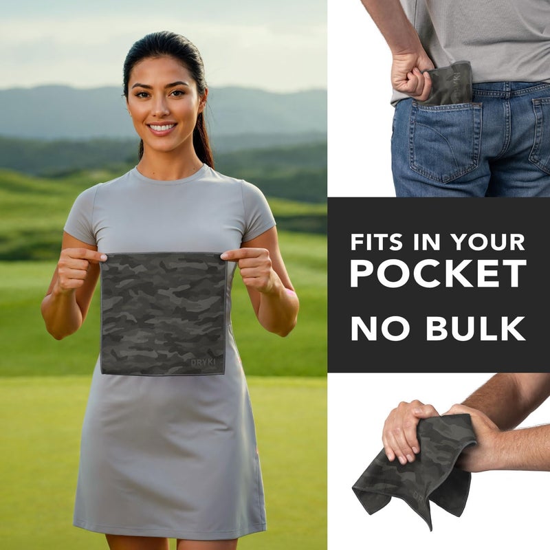 DRYKI Pocket-Sized Sweat Towels - The Original Sweat Absorbing Handkerchiefs - Quick-Dry Microfiber Sweat Rags for Face, Hands, & Body - Men & Women - Gym, Sports, and Work (Moss Camo: 5 Pack) - Image 4