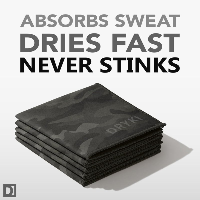 DRYKI Pocket-Sized Sweat Towels - The Original Sweat Absorbing Handkerchiefs - Quick-Dry Microfiber Sweat Rags for Face, Hands, & Body - Men & Women - Gym, Sports, and Work (Moss Camo: 5 Pack) - Image 3