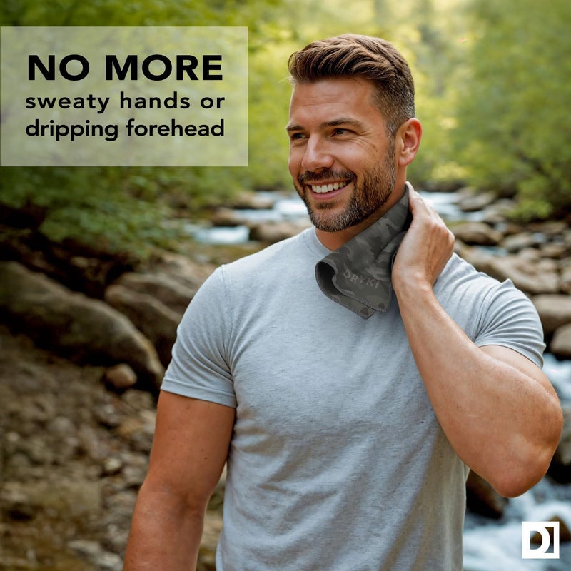 DRYKI Pocket-Sized Sweat Towels - The Original Sweat Absorbing Handkerchiefs - Quick-Dry Microfiber Sweat Rags for Face, Hands, & Body - Men & Women - Gym, Sports, and Work (Moss Camo: 5 Pack) - Image 2