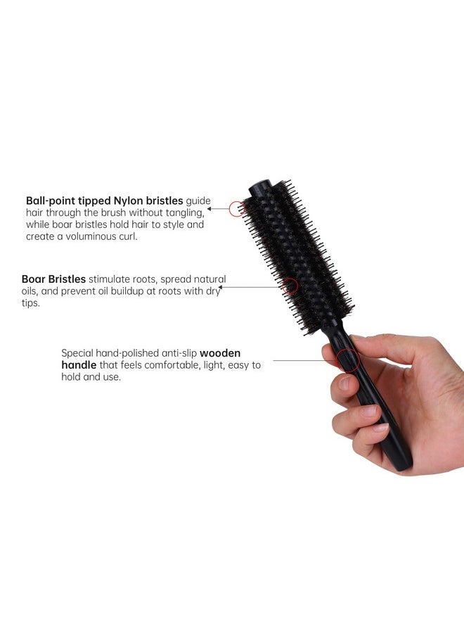 Perfehair Round Hair Brush 1.8 Inch Boar & Nylon Bristle Volumizing Roller Hairbrush For Women Or Men'S Short Medium Fine Thin Hair Blow Drying Or Styling  - Image 4