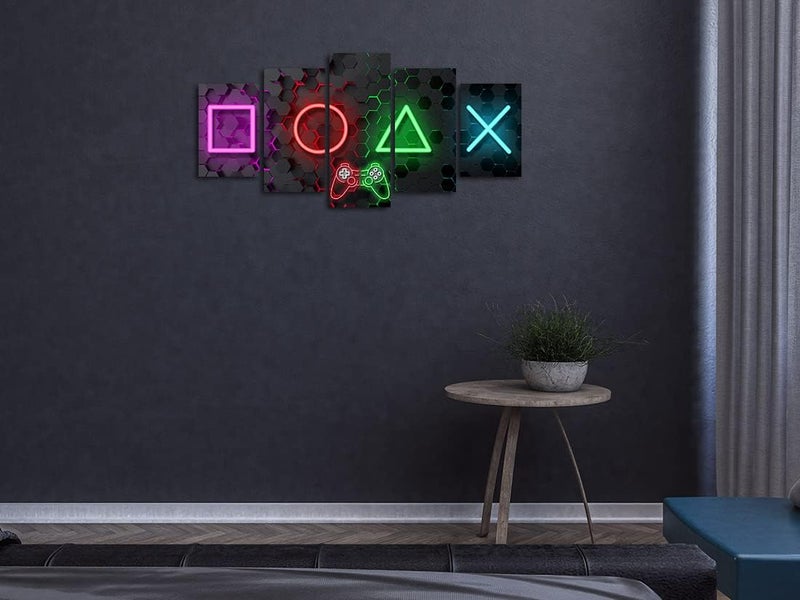 Biufo Game Room Wall Decor Wall Art Paintings Gamer Symbols Print Picture for Boys Kids Room Bedroom Decoration (Black B, Small) - Image 2