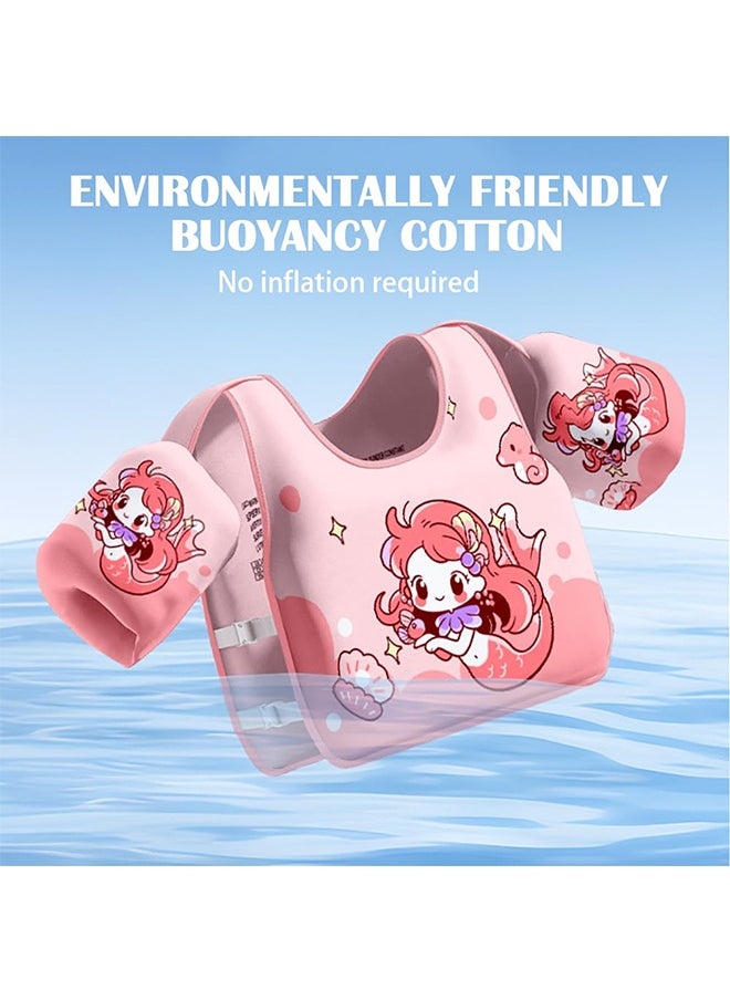 JCB CHIC Kids Swim Vest Toddler Float Jacket Swimming Aid for Boys and Girls,Children Float Swimsuit with Adjustable Safety Strap，Non-inflatable Baby Swimming Float Vest, Toddler Life Jacket for Pool/Beach(pink)  - Image 3