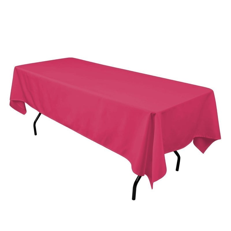 Gee Di Moda Rectangle Tablecloth  60 x 126 Inch Fuchsia Table Cloth for 8 Foot Rectangle Table  Heavy Duty Washable Fabric  for 8 Ft Buffet Table Holiday Party Dinner Wedding  Baby Shower
