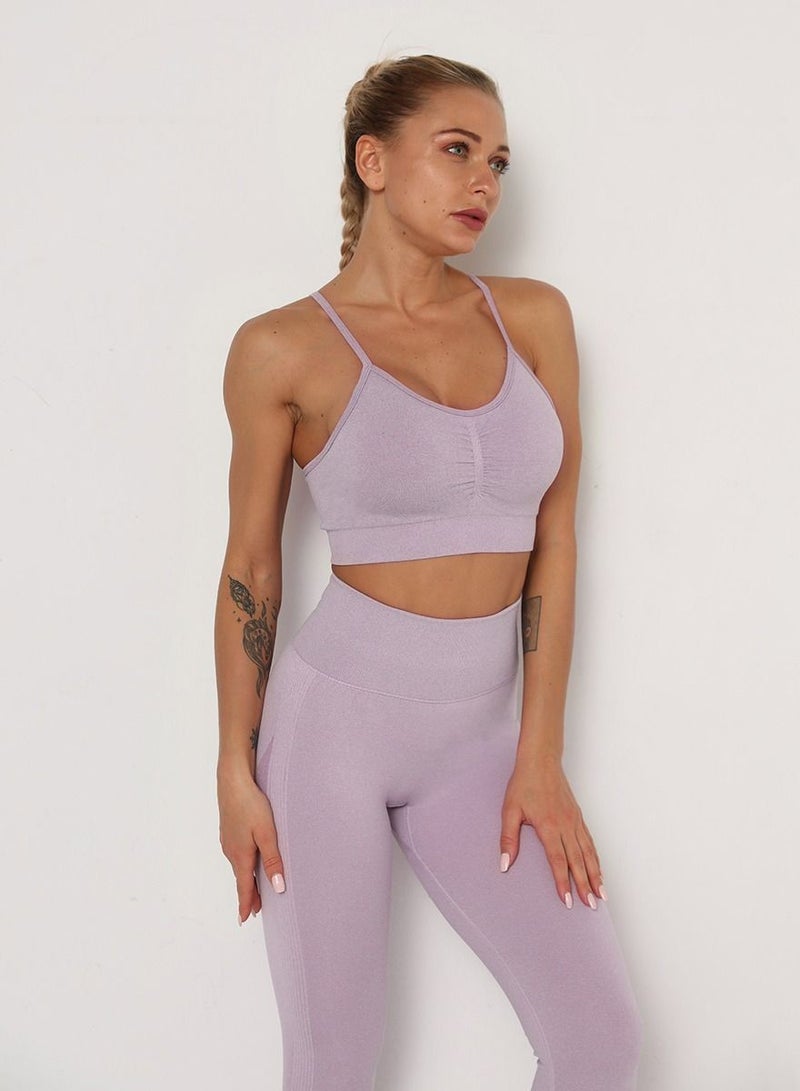 Loquat Women Quick Dry Breathable Yoga Bra Purple  - Image 1