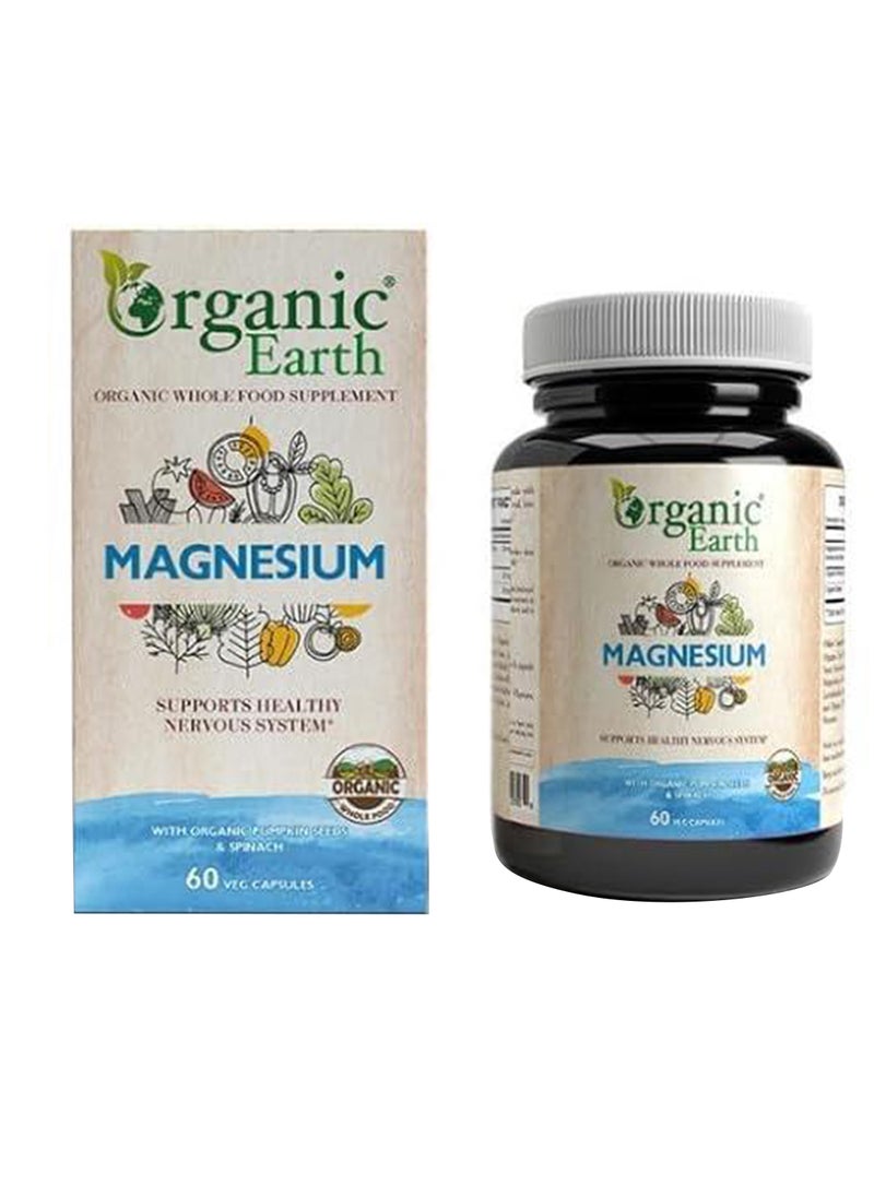 Organic Earth - Magnesium with Organic Pumpkin Seeds & Spinach 60 Capsules - Image 1