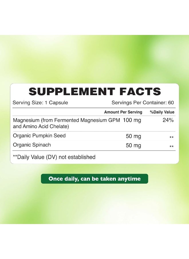 Organic Earth - Magnesium with Organic Pumpkin Seeds & Spinach 60 Capsules - Image 1