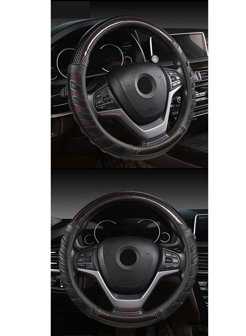 LIMOS Carbon Fiber Car Steering Wheel Cover with 3D Honeycomb Hole Anti-Slip Design, 15 Inch Universal(Black)  - Image 2