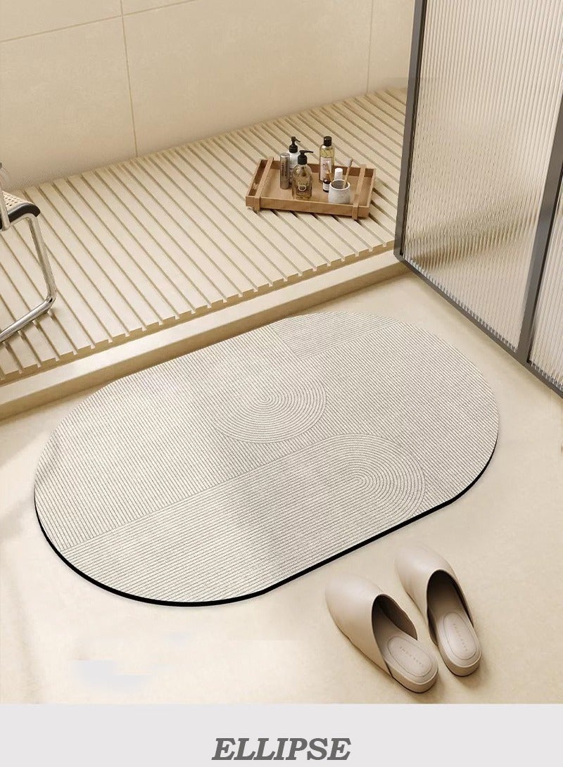 Diatomaceous Earth Bath Mat – Non-Slip Bathroom Mat, Water-Absorbent, Quick-Dry, Easy to Clean, Oval Shape, Size 60×40 cm​ - Image 1