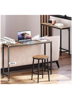 AGD Narrow Console Table, Modern Side Table, Rustic Small Entryway Table, Side Display Desk for Bedroom, Living Room, Metal Frame Wooden Storage Table  - Image 2