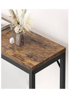 AGD Narrow Console Table, Modern Side Table, Rustic Small Entryway Table, Side Display Desk for Bedroom, Living Room, Metal Frame Wooden Storage Table  - Image 4