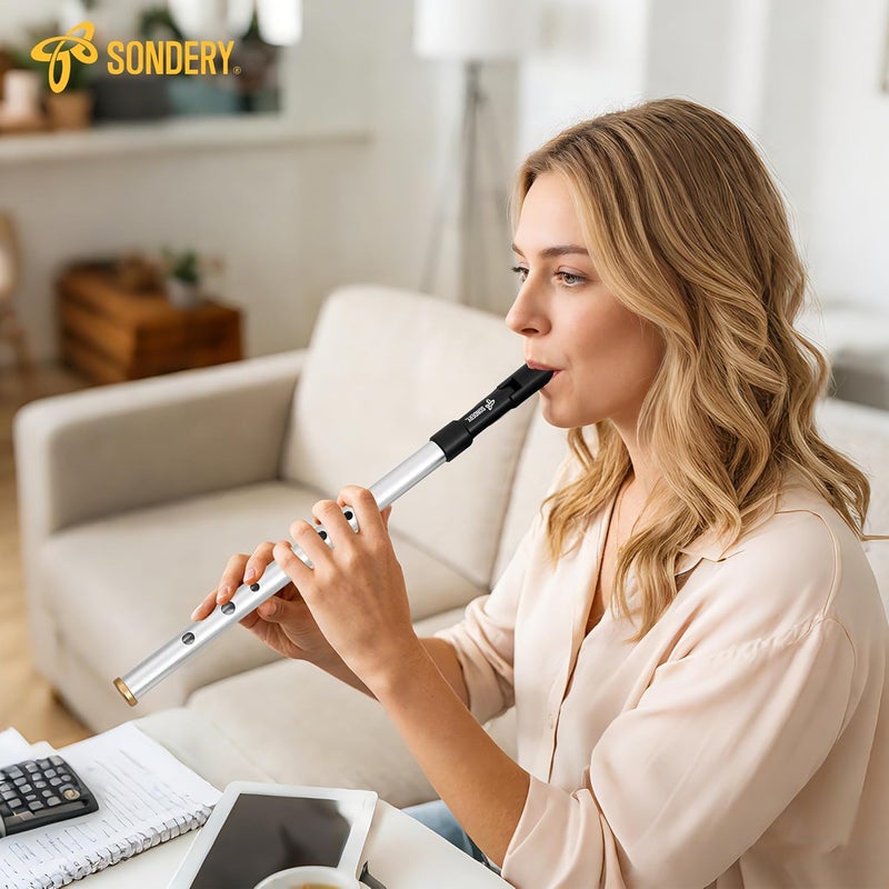 Sondery مجموعة صفارات القصدير الأيرلندية Sondery بمفتاح C ومفتاح D مصنوعة من الألومنيوم، صوت واضح ومشرق مع استجابة حادة لمجموعة ��اسعة من الأوكتافات، صفارات بيني. - Image 3