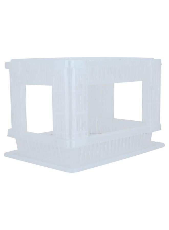 برووف حامل أطباق بلاستيكي مكون من طبقتين 42 × 39 سم، أبيض - Image 1