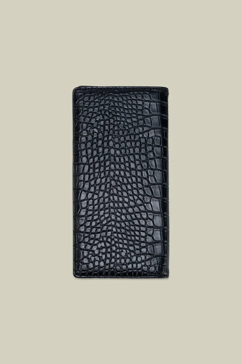 Doppelganger Men's clutch bag in matt crocodile-effect faux leather - Black