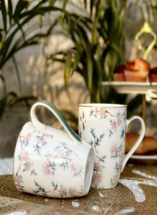 Vigneto Floral Victorian Green Gold Coffee Mug Set | Set of 2 Mugs, 300 ML | Finest Premium Porcelain - Image 3