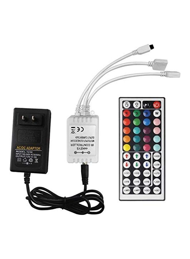 NIBEMINENT IR Remote Controller With Rectifier Adapter And Connector Cable For 2835/3528/5050 RGB LED Strip Light Multicolour - Image 1