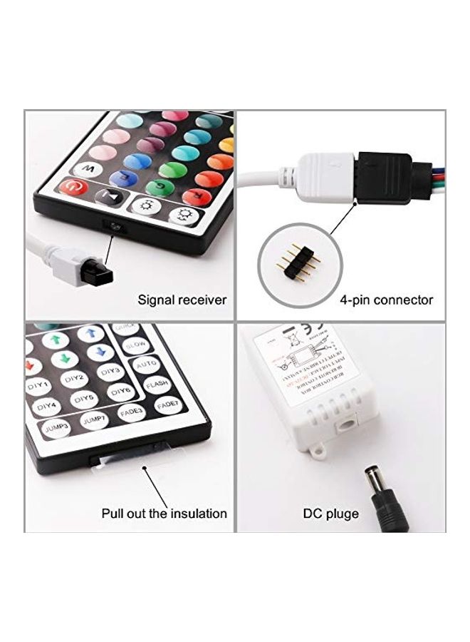 NIBEMINENT IR Remote Controller With Rectifier Adapter And Connector Cable For 2835/3528/5050 RGB LED Strip Light Multicolour - Image 4