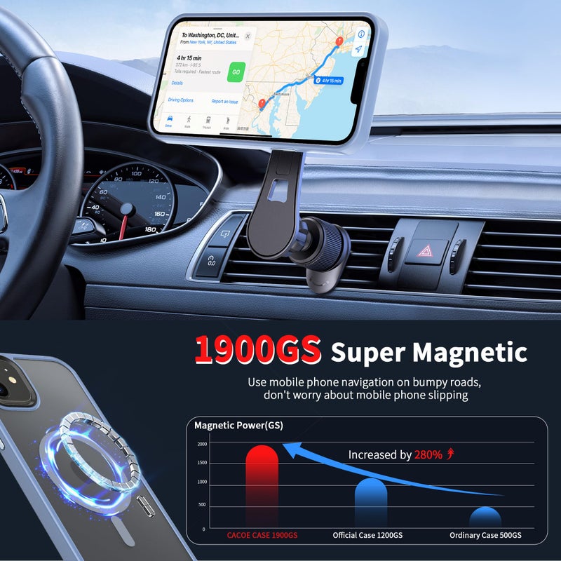 CACOE Magnetic Case for iPhone 13 & iPhone 14 6.1 inch-Compatible with MagSafe & Magnetic Car Phone Mount,TPU Thin Phone Cases Cover Protective Shockproof Anti-Fingerprint(Light Blue) - Image 2