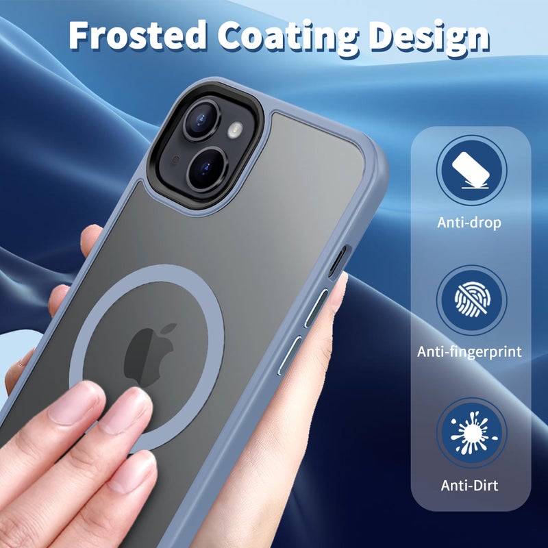 CACOE Magnetic Case for iPhone 13 & iPhone 14 6.1 inch-Compatible with MagSafe & Magnetic Car Phone Mount,TPU Thin Phone Cases Cover Protective Shockproof Anti-Fingerprint(Light Blue) - Image 4