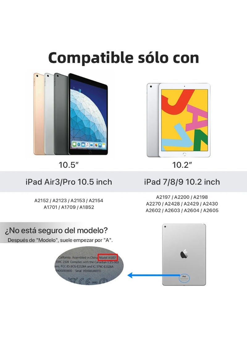 حافظة لوحة مفاتيح لجهاز iPad 9 8 الجيل السابع/Air 3 Pro مقاس 10.2 بوصة 2021 مع لوحة لمس ومفاتيح دائرية لطيفة ولوحة مفاتيح ملونة لجهاز iPad 9 8 7 حافظة لوحة مفاتيح لمس قابلة للفصل مع ماوس لجهاز iPad 10.2/10.5 بوصة (أسود) - Image 2